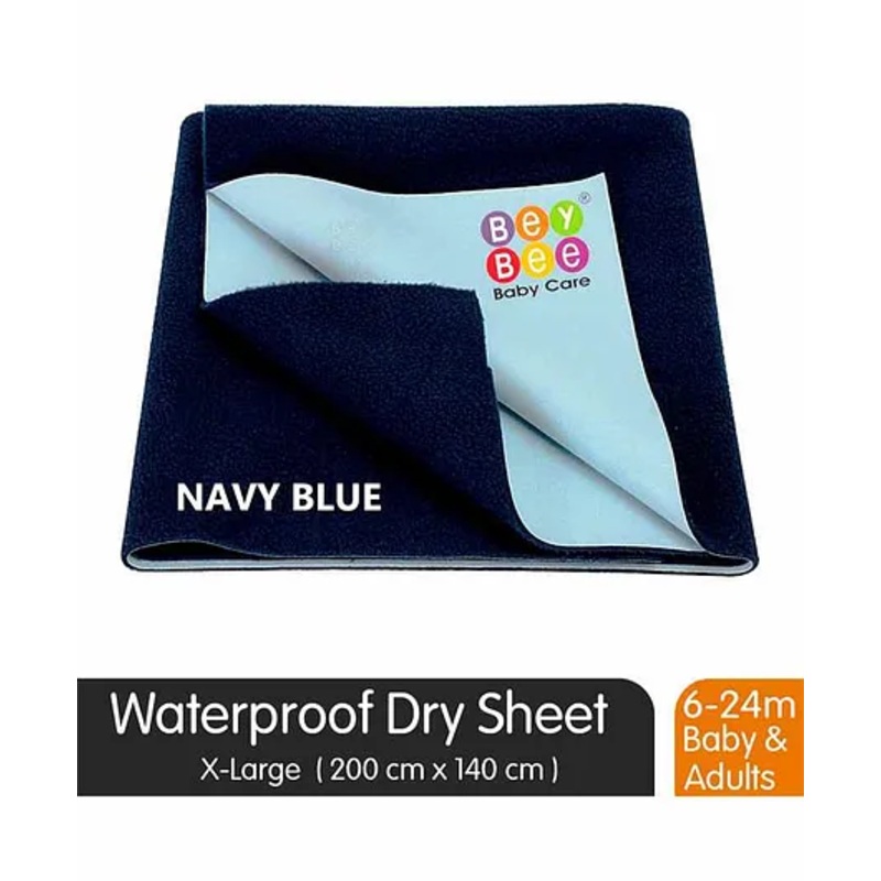 BeyBee Waterproof Baby Bed Protector Dry Sheet Extra Large – Dark Blue