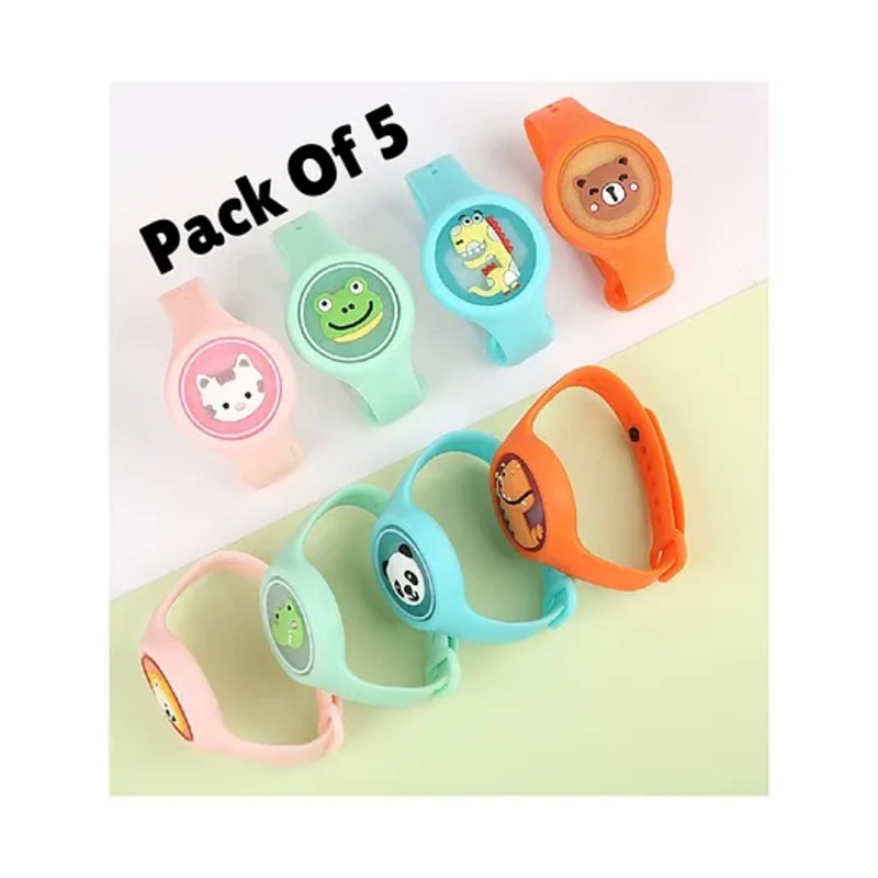 BOXOT IMPEX Mosquito Repellent Bands with LED Light Up Insect & Bug Pest Repeller Waterproof Bracelet with Essential Oils Pack of 5 – Multicolour