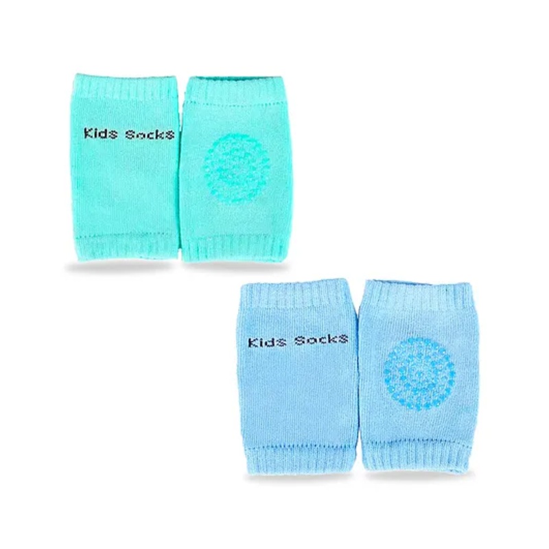 Chinmay Kids Knee Pads with Anti-Slip Padded Stretchable Elastic Cotton Soft Comfortable Pack of 2 – Green & Sky Blue