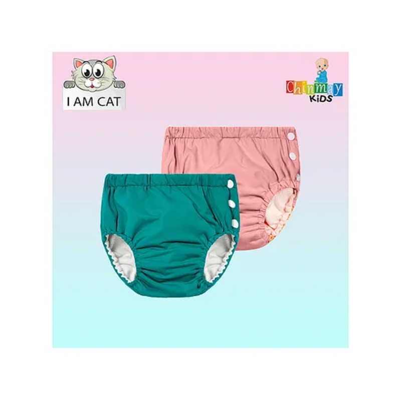 Chinmay Kids Reusable Swimwear Diaper Pants Set Of 2 – Green & Pink
