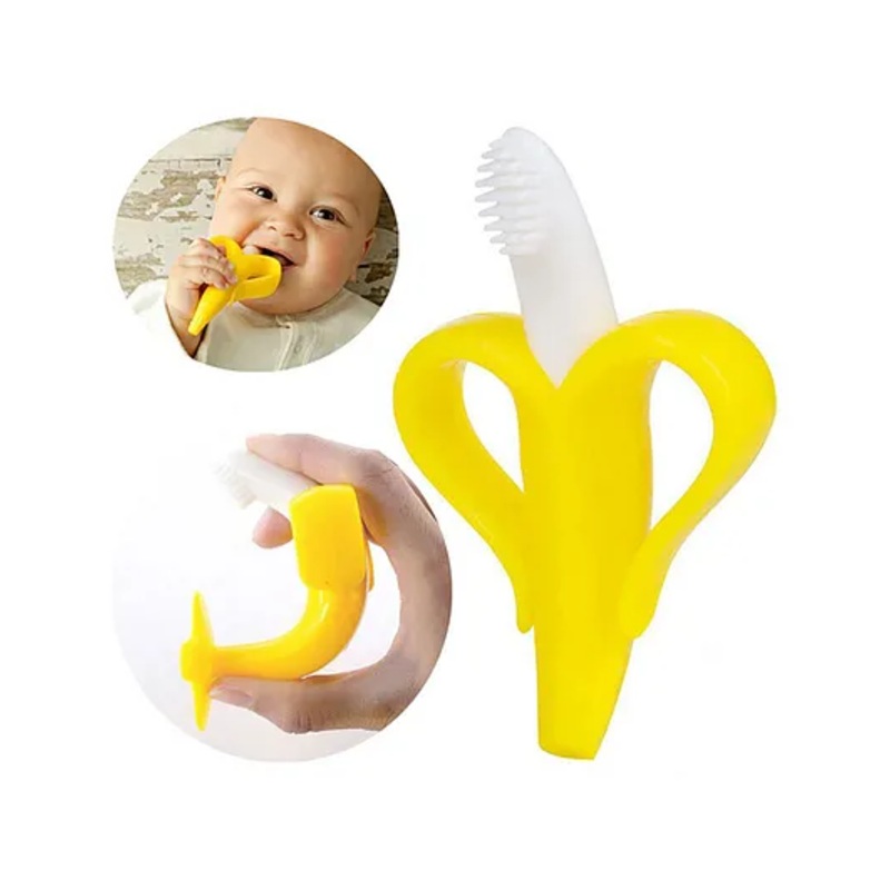 Domenico Silicone Banana Shaped Teething Toothbrush – Yellow
