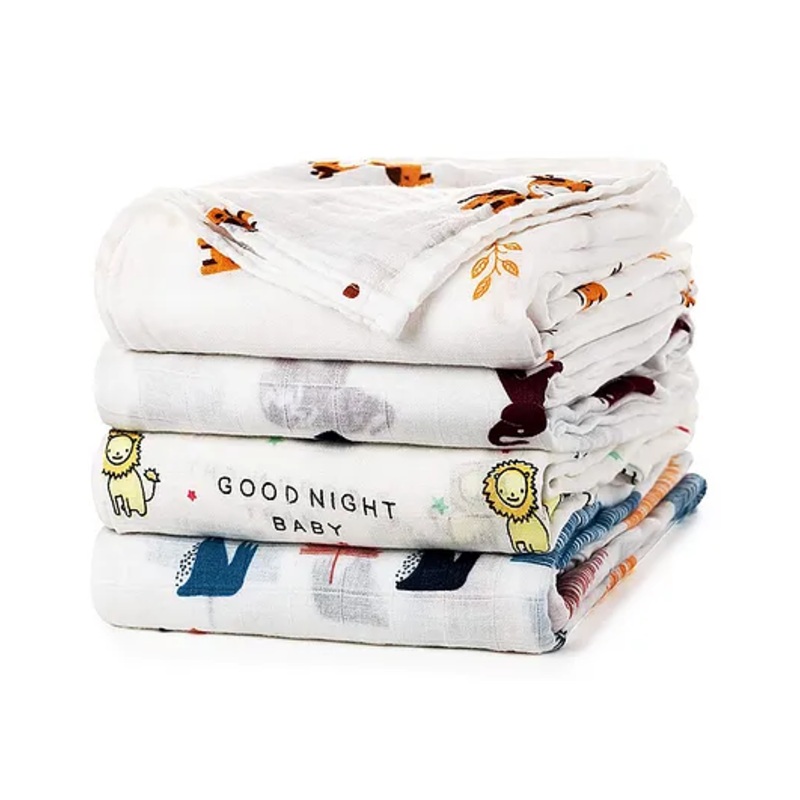 Elementary Reusable Muslin Cotton Square Nappy Large Pack Of 4 – Multicolor (Color May Vary)