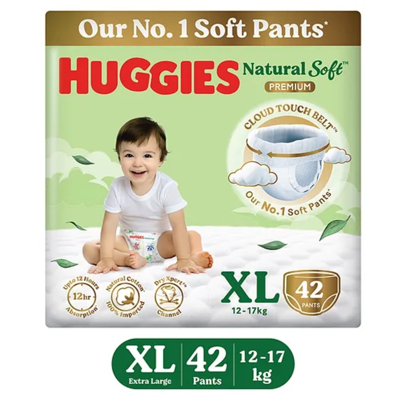 Huggies Natural Soft Premium Baby Diaper Pants Extra Large – 42 Pieces