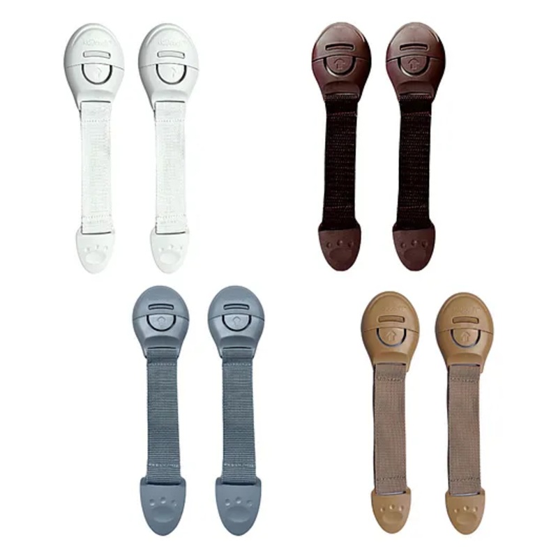 KidDough Furniture Safety Locks for Kids – Pack of 2 White + 2 Brown + 2 Beige + 2 Grey Child Locks, for Drawers, Cabinets, Fridge, Cupboard, Strong and Adhesive Safety Locks