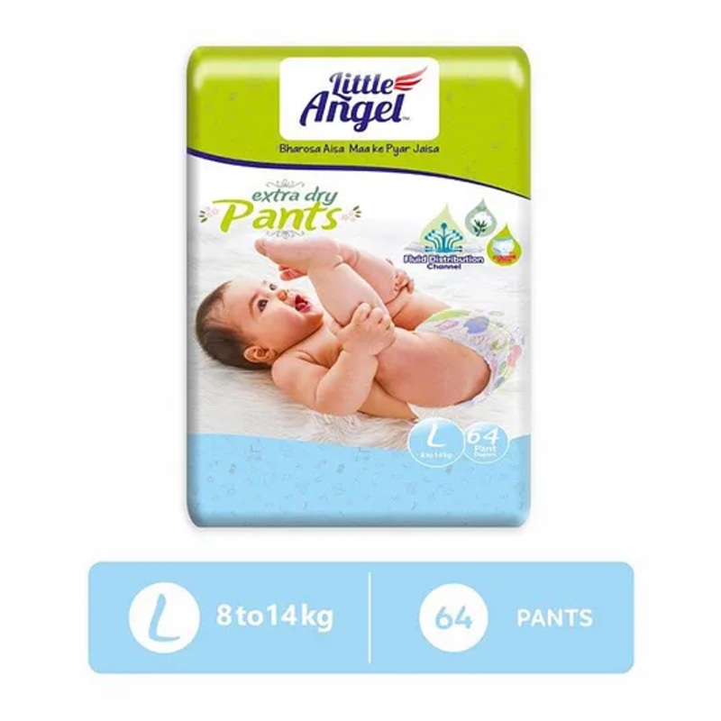 Little Angel Pant Style Extra Dry Large Diapers – 64 Pieces
