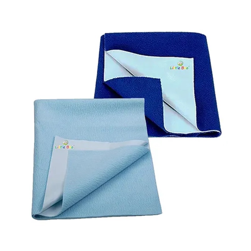 Little Boo Instadry Baby Bed Protector Sheet, Waterproof, Medium L 100 x B 70cm, Pack of 2 -SkyBlue & RoyalBlue