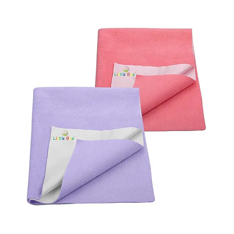 Little Boo Instadry Baby Bed Protector Sheet, Waterproof, small L 70 x B 50cm, Pack of 2 -Salmon Rose & Violet