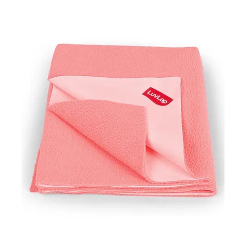 LuvLap Instadry Anti-Piling Fleece Quick Dry Baby Bed Protector Sheet, Waterproof, 70x100cm, Salmon Rose, Pack of 1