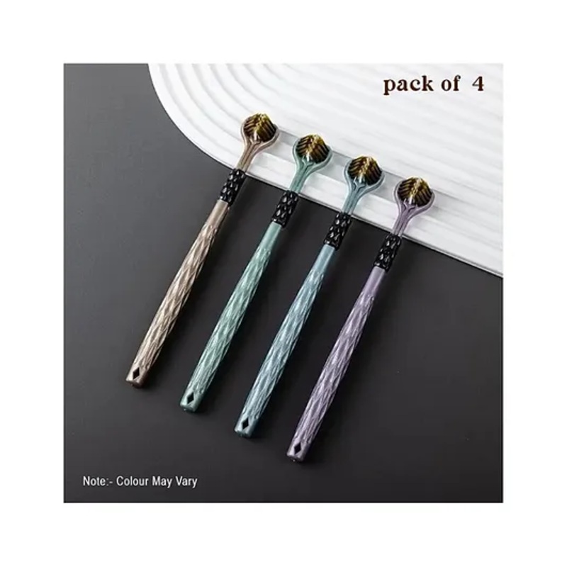 Mihar 3-Sided Triple Angle Toothhugger Training Manual Toothbrush, Ultra Soft Bristles, Toddler and Autistic Oral Care Gentle Clean Each Tooth Pack of 4 (Colour May Vary)