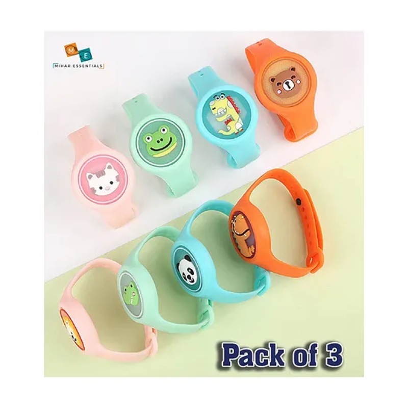 MIHAR ESSENTIALS Mosquito Repellent Bands with LED Light with Essential Oils Pack of 2 – Colour May Vary