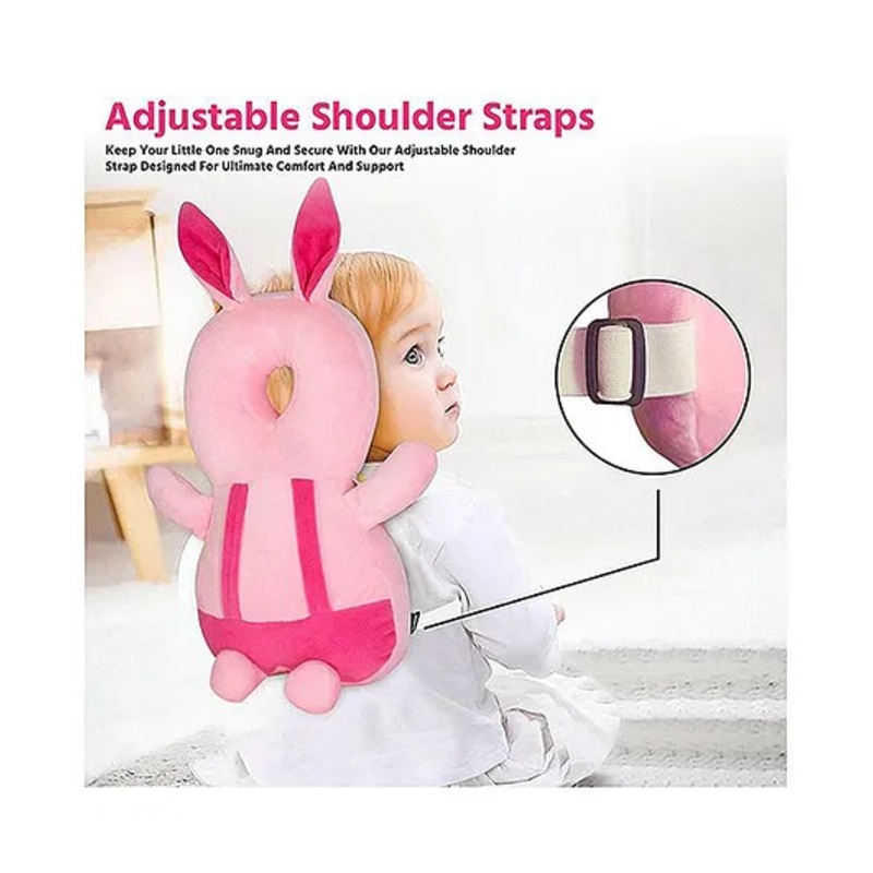 NeonateCare Cushion Toddler Head Protection Backpack Baby Drop Pillow with Knee Pads – (pink rabit head protector + Knee pads)
