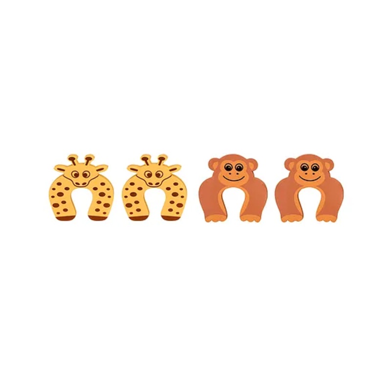 The Little Lookers Door Stopper Giraffe & Monkey Design Yellow Brown – Pack of 4