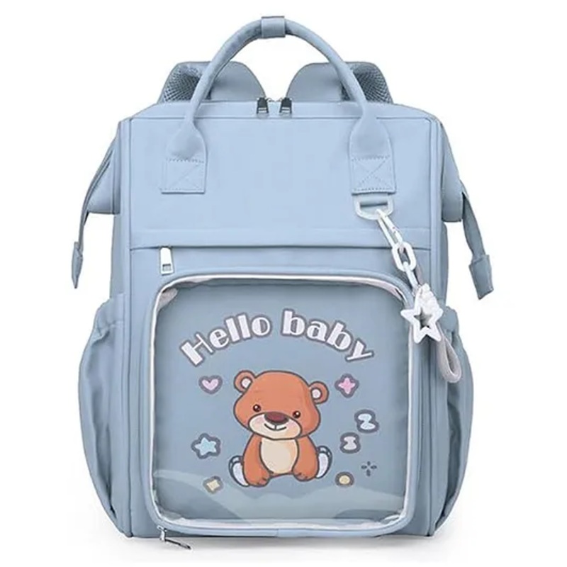 Winnies Waterproof Diaper Backpack For Mothers Travel, Multi Function Nappy Bags – Light Blue