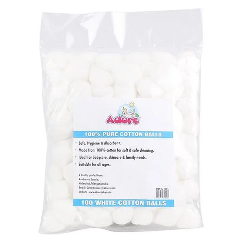 Adore 100 Percent Pure Cotton Balls Pack Of 100 – White