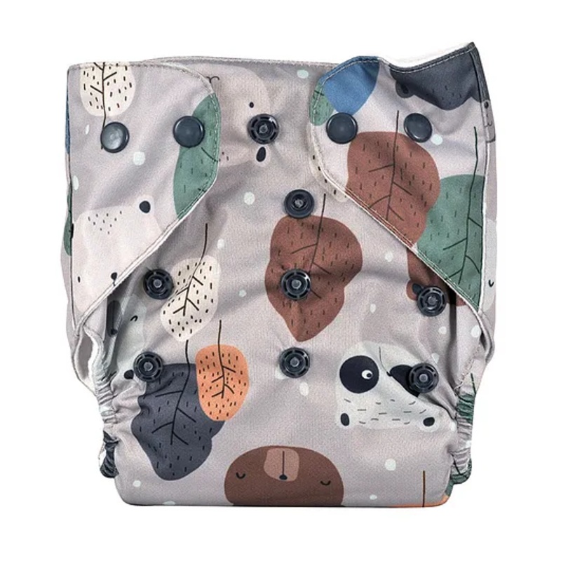 Adore Pro Unisize Adjustable Cloth Diaper With 5 Layered Charcoal Insert Brown Bear Theme – Multicolor