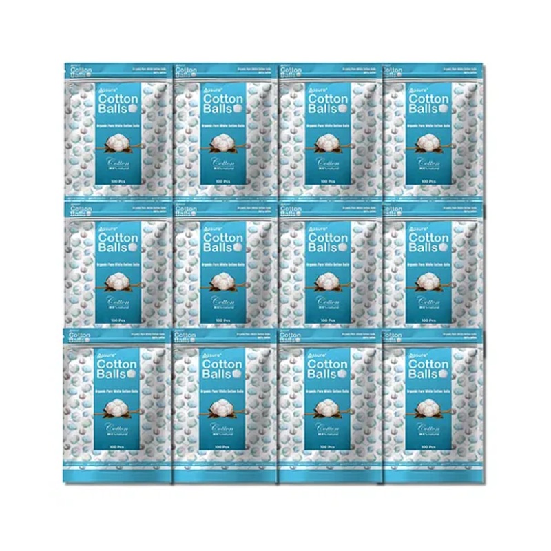 Assure Cotton Balls 100 Piece Each – Pack of 12
