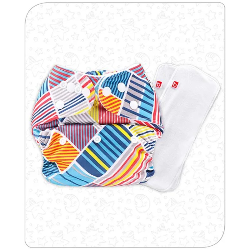 Babyhug Free Size Reusable Cloth Nappies With 2 SmartDry Inserts Stipe Print – Multicolor