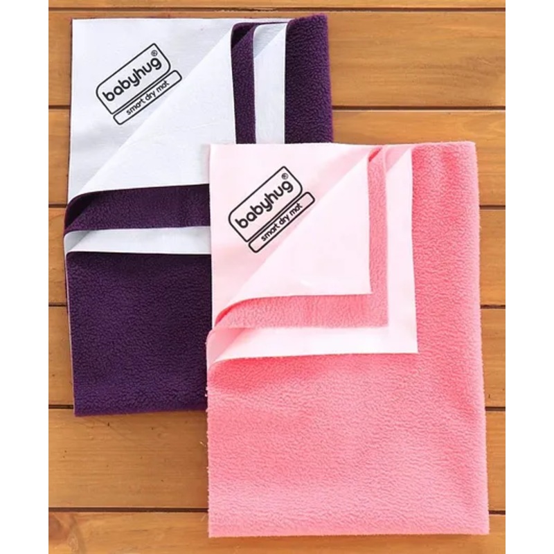 Babyhug Smart Dry Bed Protector Sheet Pack of 2 Medium – Pink Violet