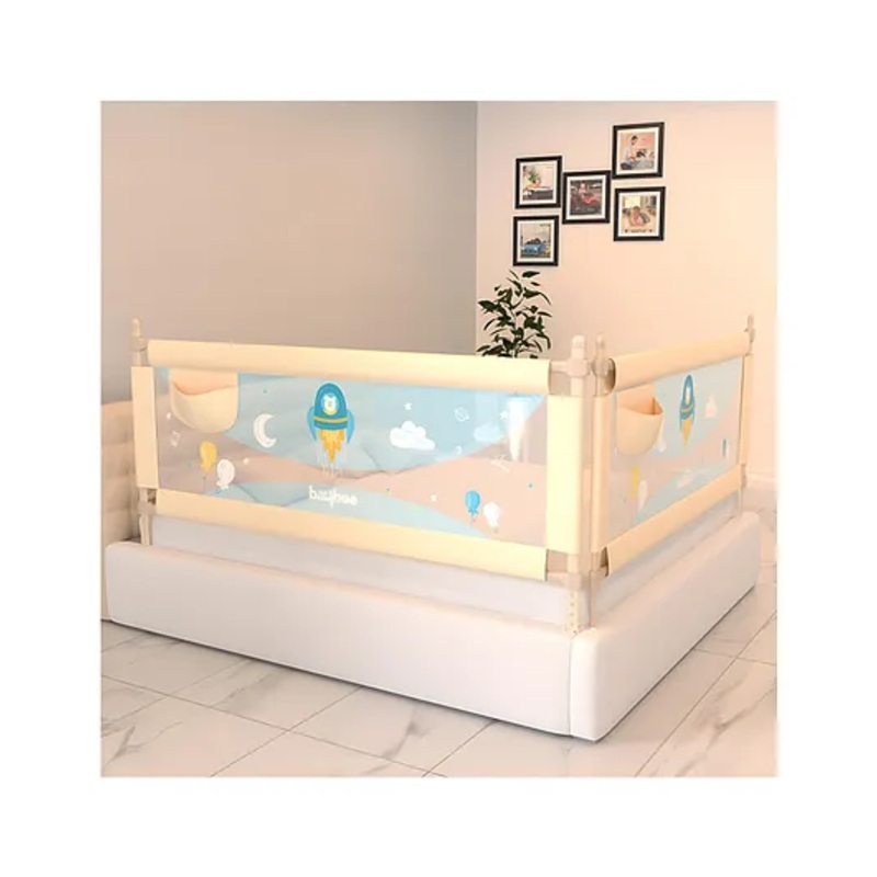 BAYBEE Baby Bed Rails Guard Barrier for Baby Kids Safety, Foldable Bed Rail Falling Protector Fence with 7 Adjustable Height (180×63 cm, (Pack of 2) Beige) – (Color & Design May Vary)