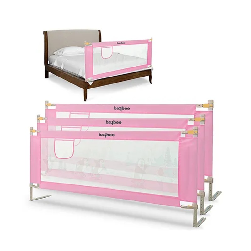 Baybee Safety With Adjustable Height Baby Bed Rails Guard Pack Of 3 – Pink