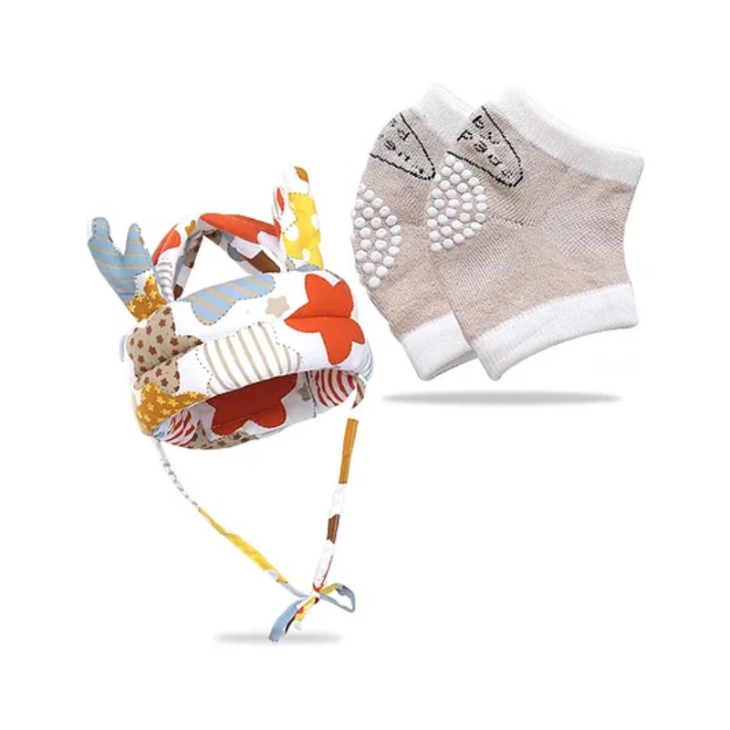 Bembika Baby Head Protector And Baby Knee Pads For Crawling & Elbow Safety Protector Combo Pack – Beige