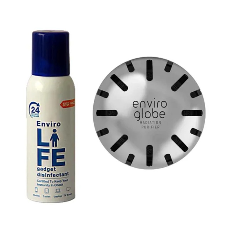 Envirochip Radiation Protector Tested & Certified Protection For Home Office Or Car Premium Grade Stainless Steel No Battery Or Adaptor Required 01 Pack And Envirolife Alcohol Based Gadget Disinfectant – 100 ml