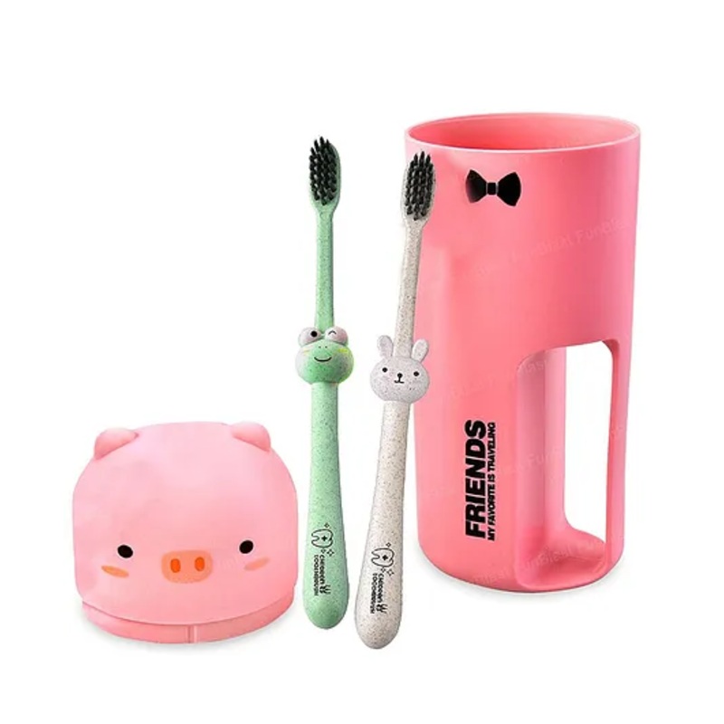 FunBlast Animal Cartoon Design Toothbrush with Portable Box for Kids  2 Pcs Toothbrush