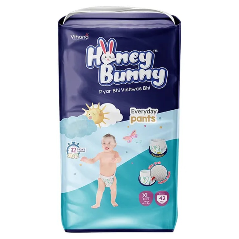 Honey Bunny Extra Large Everyday Baby Pants Diapers (42 Pcs)