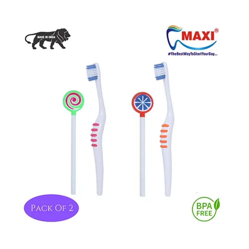 Maxi Milky White Baby Toothbrush and Tongue Cleaner Pack of 2 – Multicolor