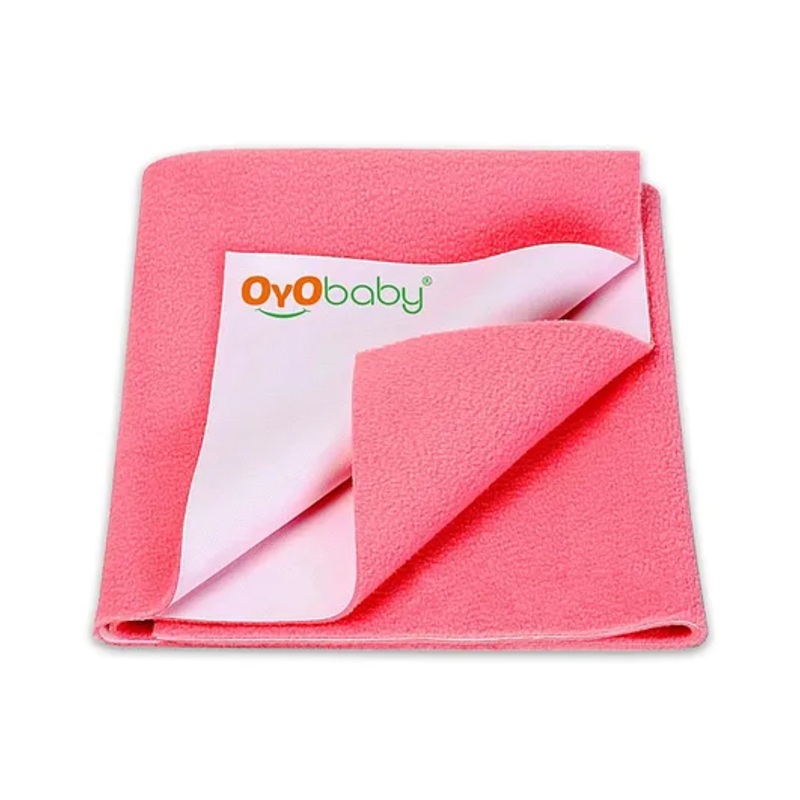 OYO BABY Anti-Piling Fleece Extra Absorbent Instant Dry Sheet, Baby Bed Protector, Waterproof Sheet, Small (70cm x 50cm), Salmon Rose