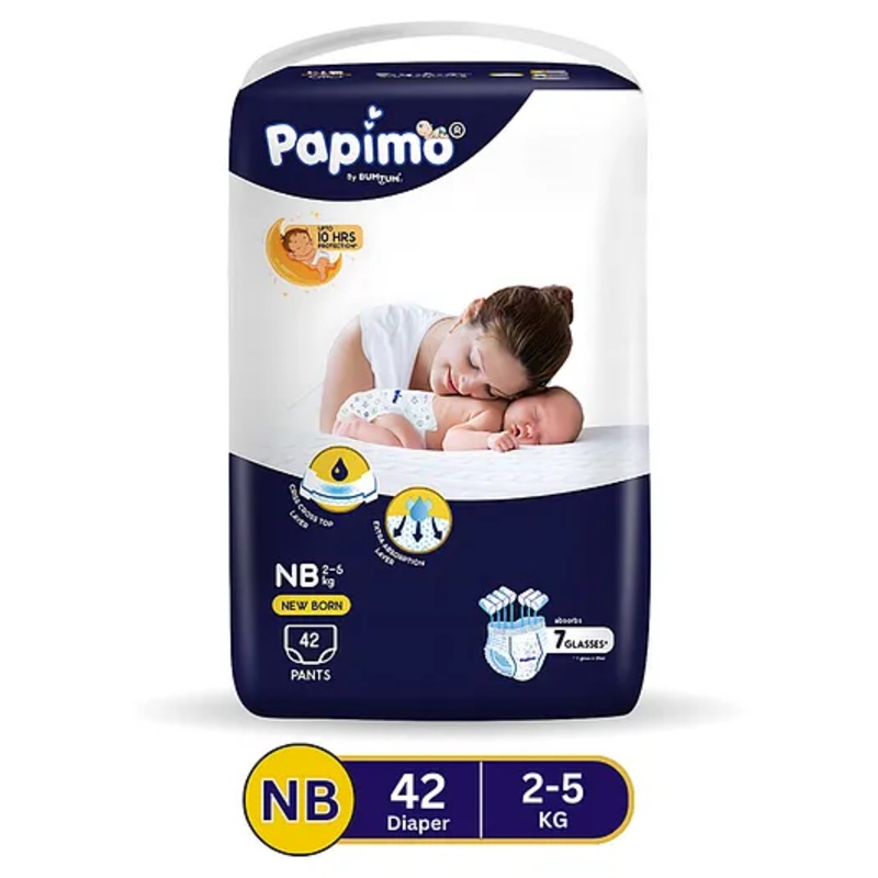 Papimo Baby Diaper Pants  | 12 Hours Absorption with Criss-Cross Technology | Cottony Soft & Breathable | Aloe Vera Infused | Wetness Indicator | Medium (7-10 KG) | Pack of 1 (34 Diapers)