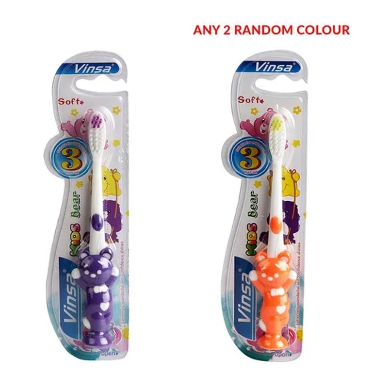 PASSION PETALS Bear Design Toothbrush Pack of 2 (Colour May Vary)