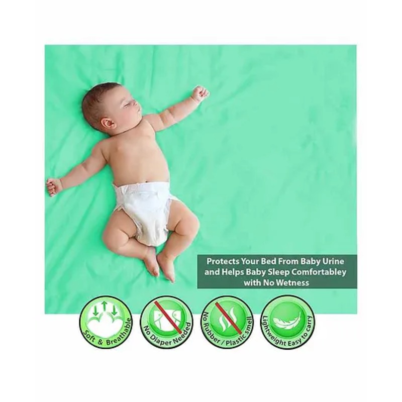 Polka Tots Premium Waterproof Baby Dry Sheet Bed Protector   Medium (70 x 100 CM, Mint)