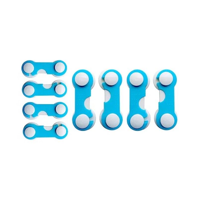 THE LITTLE LOOKERS Multipurpose  Safety Lock for Doors, Cabinet, Fridge, Drawer Blue- Pack of 8