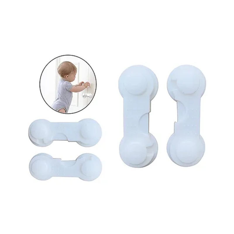 THE LITTLE LOOKERS Multipurpose  Safety Lock for Doors, Cabinet, Fridge, Drawer White – Pack of 4