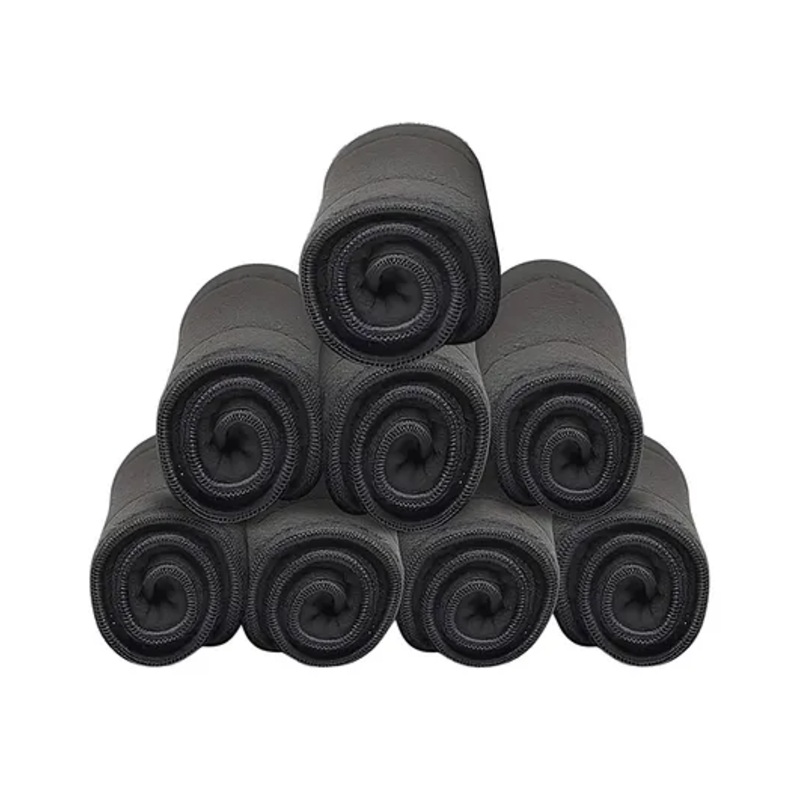 AEREX Reusable Black Inserts Pads for Diapers Bamboo Charcoal Inserts Liners Natures Cloth Diaper Liner Wet Free Booster Inserts Nappy Inserts for Baby Cloth Diapers (Pack of 8)