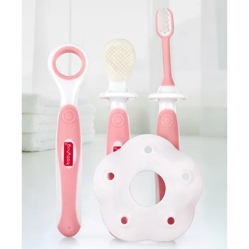 Babyhug 3 Stage Oral Care Set Cum Training Toothbrush – Pink