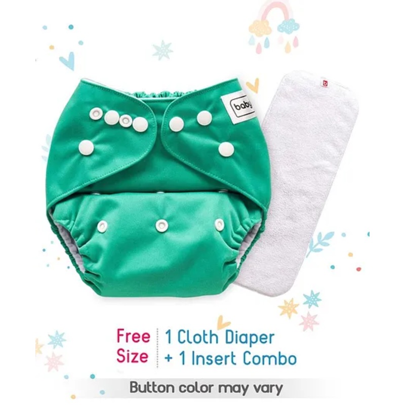 Babyhug Free Size Reusable Cloth Diaper With Insert – Green