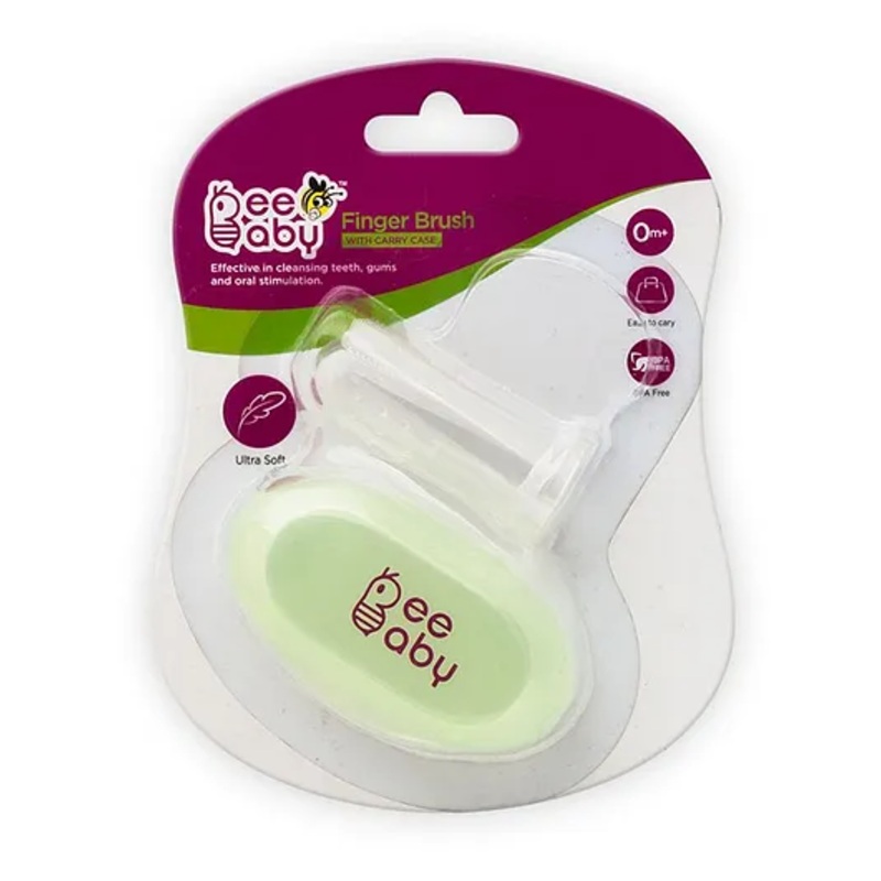 Beebaby Soft Silicone Finger Brush With Carry Case – Green