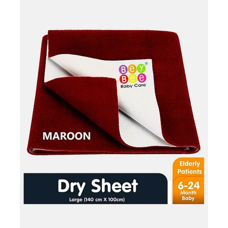 BeyBee Waterproof Bed protector Rubber Sheet, Large – Maroon