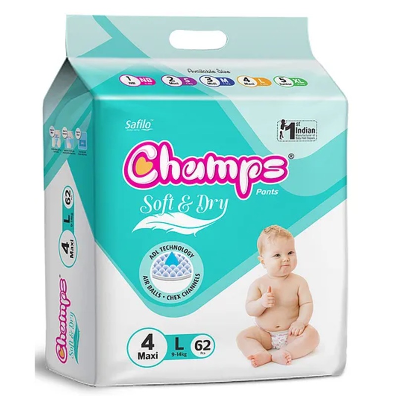 Champs Soft & Dry Diaper Pants Large Size – 62 Pieces