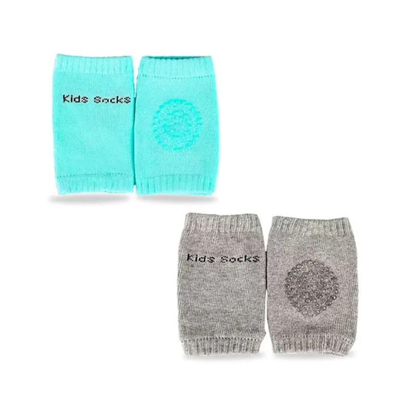 Chinmay Kids Knee Pads with Anti-Slip Padded Stretchable Elastic Cotton Soft Comfortable Pack of 2 – Green & Grey