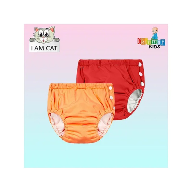 Chinmay Kids Reusable Swimwear Diaper Pants Set Of 2 – Orange & Red
