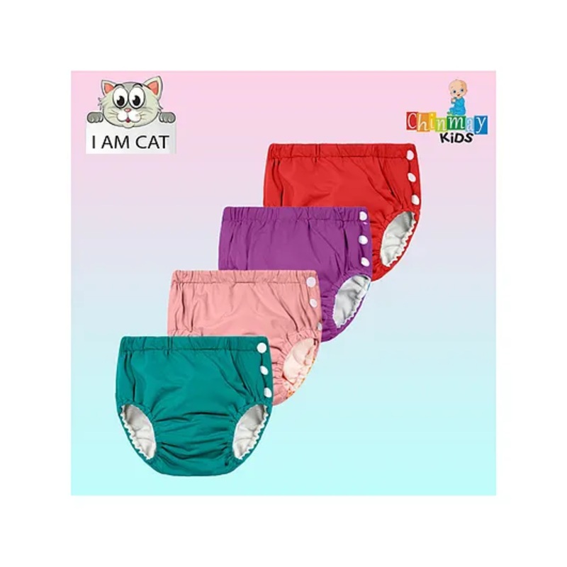 Chinmay Kids Reusable Swimwear Diaper Pants Set Of 4 – Pink Purple Green & Red