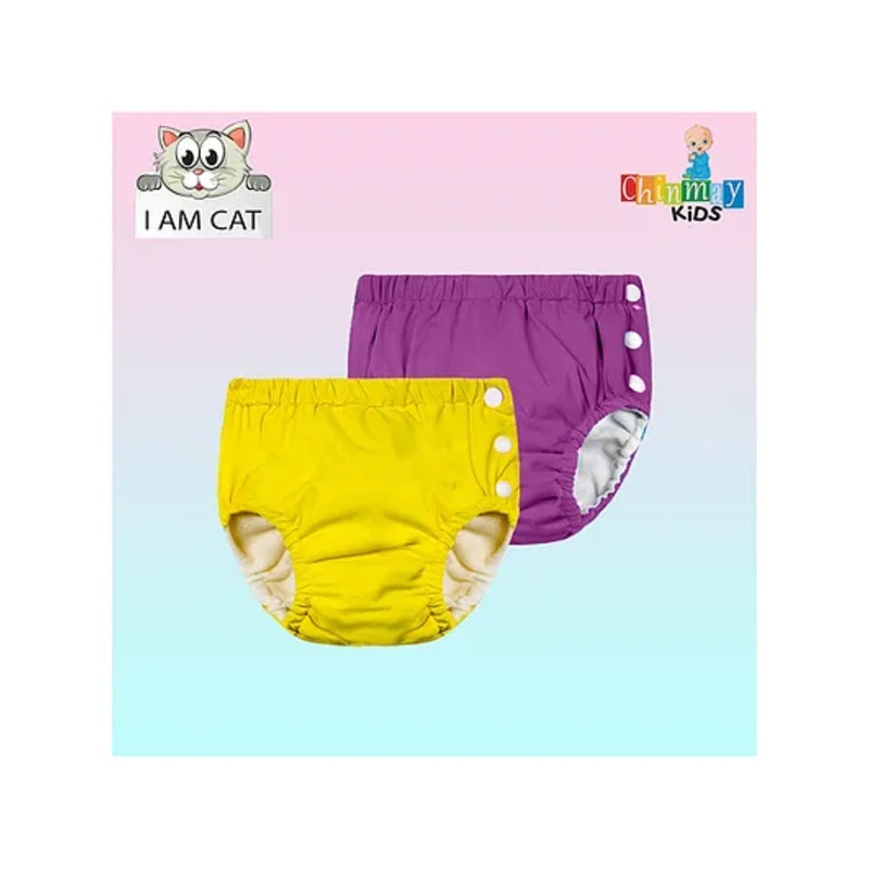 Chinmay Kids Swimming Pants Reusable Swimwear Diaper Pool Pants Pack of 2 – Purple & Yellow