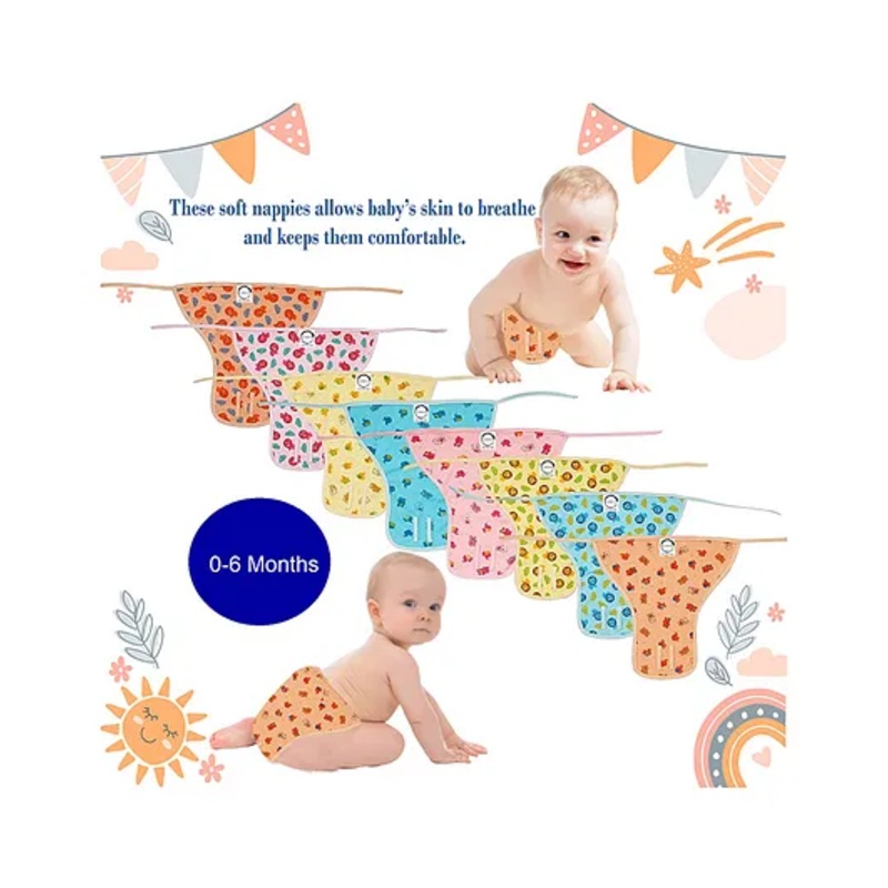 Chirsh New Born Baby Nappies Pack Of 10 (0-6 Months) – Multicolor