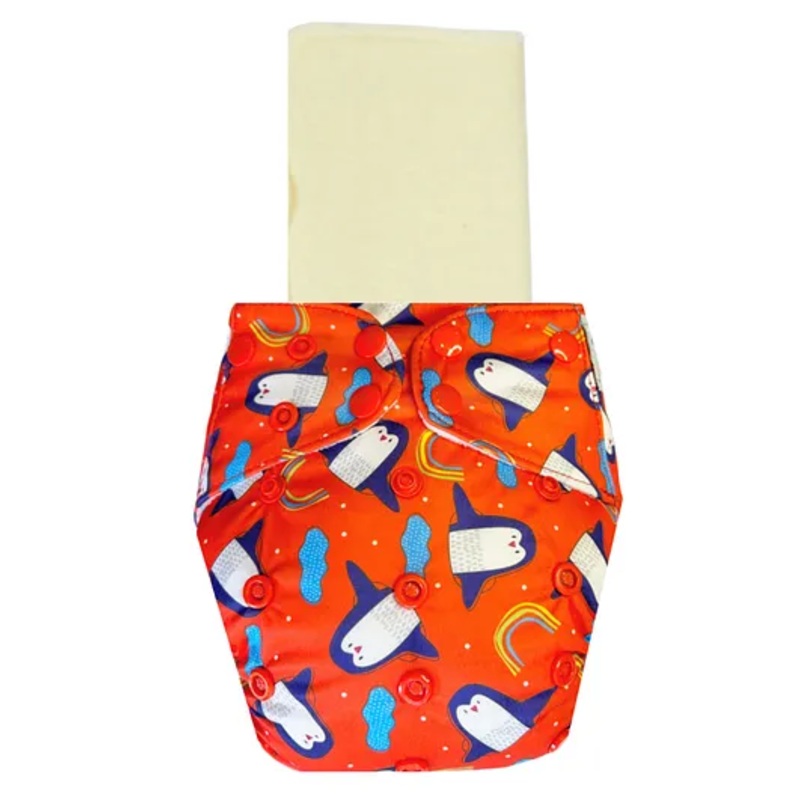 Dumbledo Cloth Diaper Eco-Friendly Reusable Adjustable Free Size Leak Proof Quick Dry Unisex With Insert Pack of 1 – Red