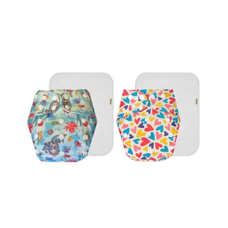 Dumbledo Premium Cloth Diaper with Leak-Proof, Absorbent 5-layer White Insert – Dryfeel with Comfortable Fit for 3 Months to 3 Years, Pack of 2