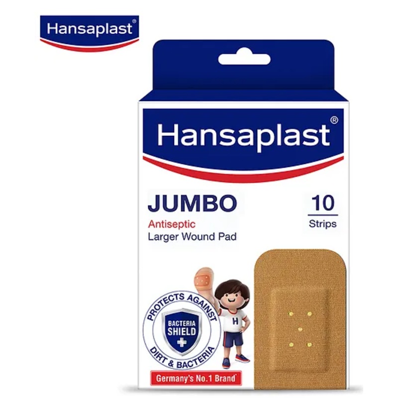 Hansaplast Antiseptic Jumbo Bandage First Aid Essential Pack For Larger Wounds – 10 Strips
