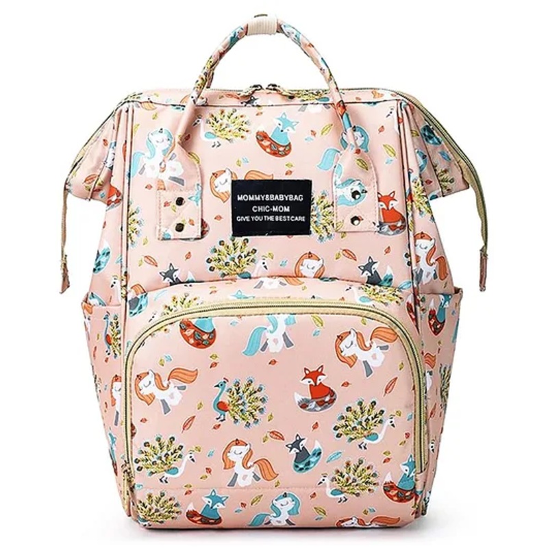 House of Quirk  Diaper Bag Maternity Backpack Fox Print –  Pink